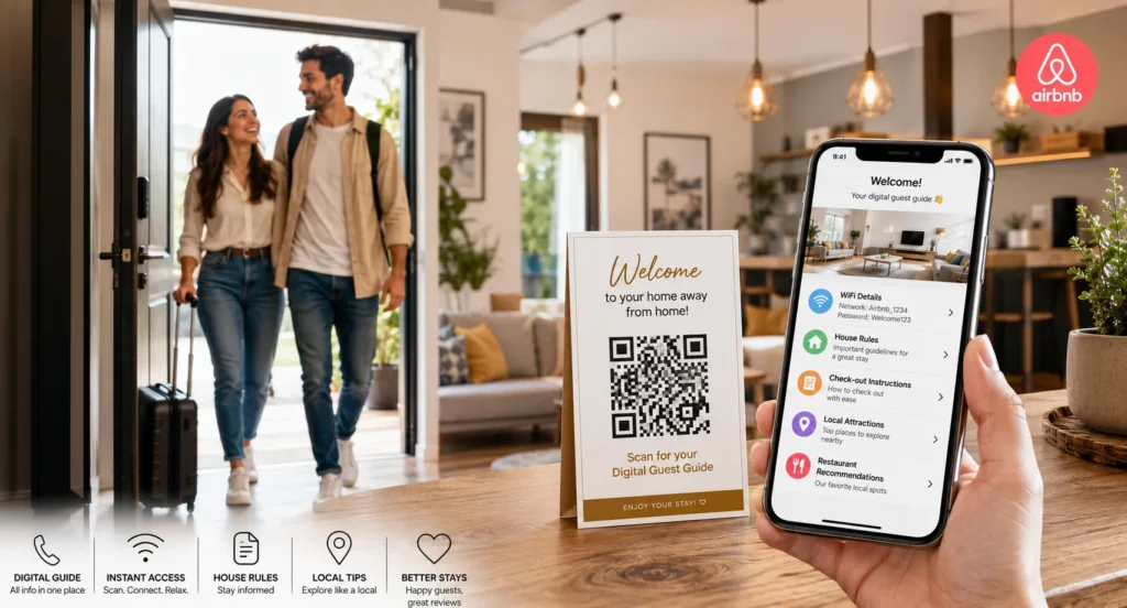 LinkedIn profile QR code banner showing professionals networking, smartphone scanning a LinkedIn QR code, and instant profile sharing